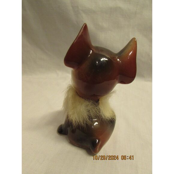 Vintage Bulldog figurine statue furry neck Japan brown black dog puppy - Picture 4 of 7